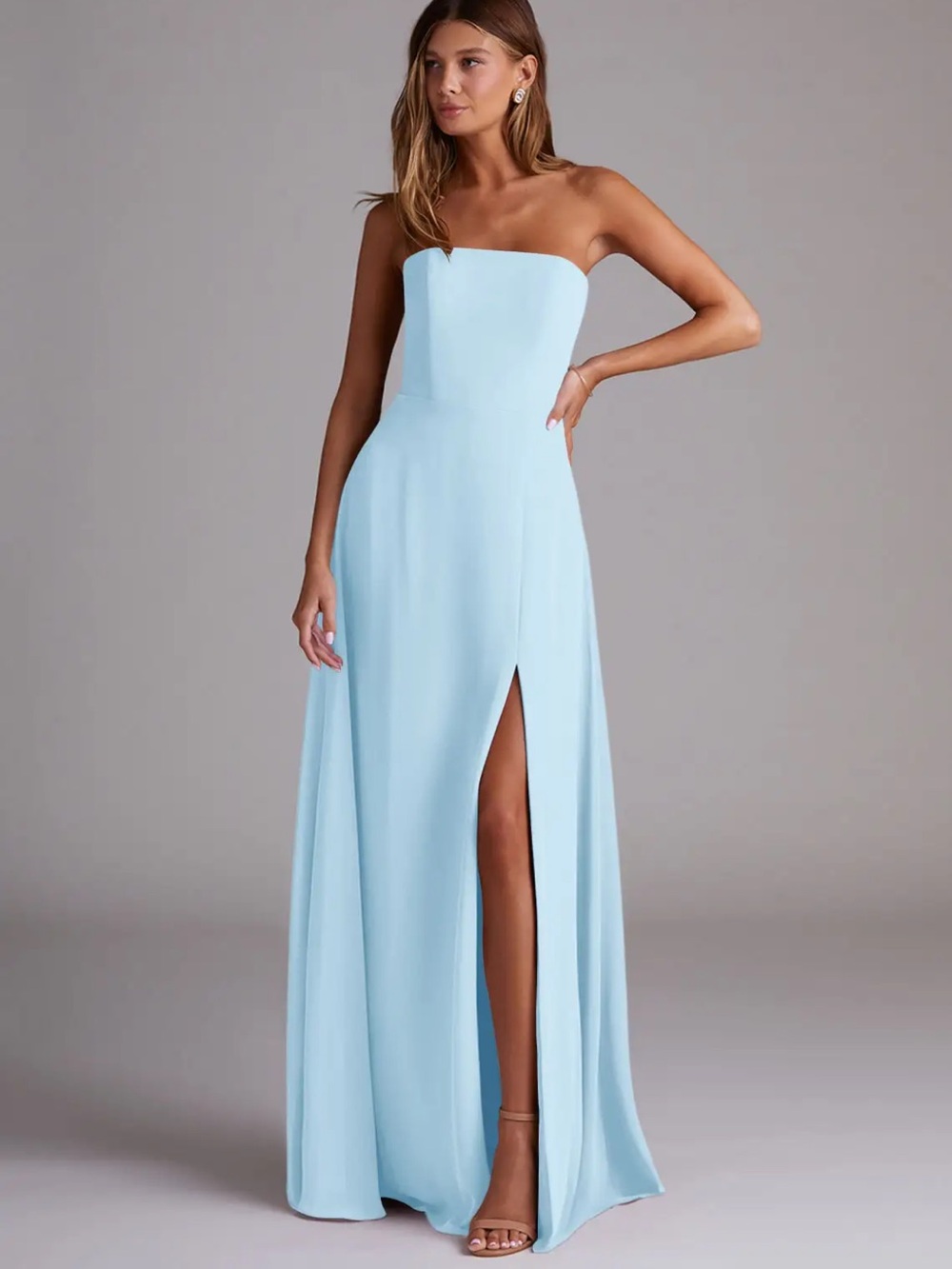 Azazie Chiffon Dress in Sky Blue (size A4)